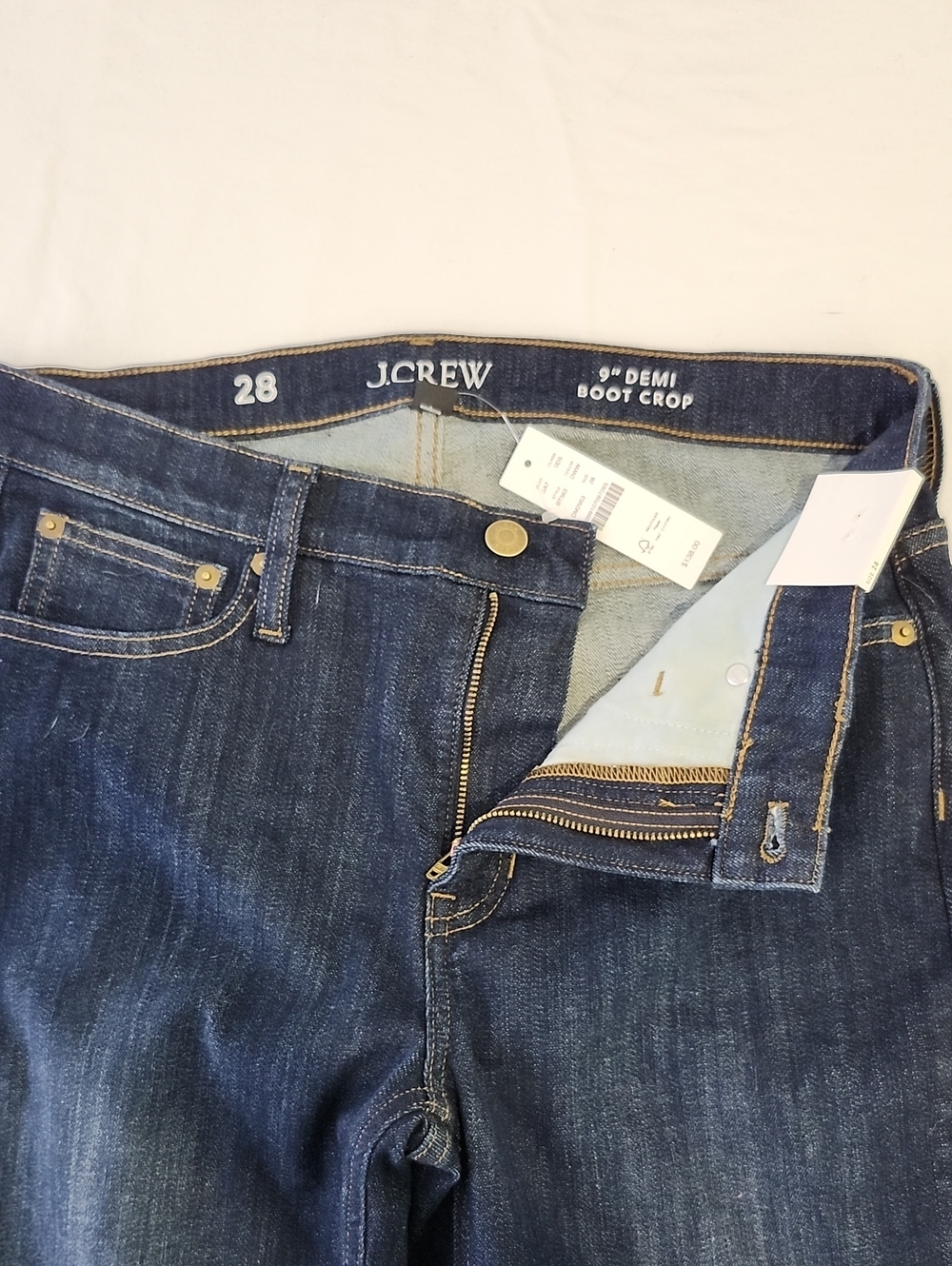 J Crew Womens 9" Demi Boot Crop Dark Indigo Jeans Size 28 NWT Mid Rise Kick - Picture 3 of 9